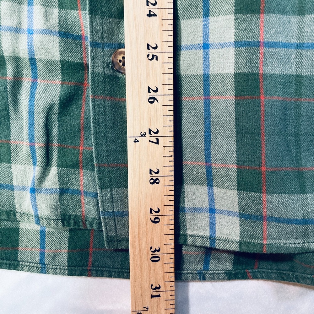 Duluth Trading Mens Green Plaid Long Sleeve Flannel Gorpcore Shirt Size Medium - Picture 7 of 7